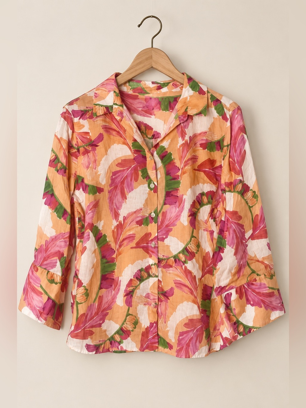 Chico's | Vibrant Floral Linen Button-Up Shirt